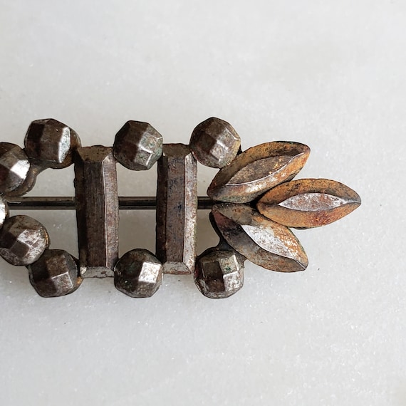 Victorian Cut Steel Bar Brooch - image 4