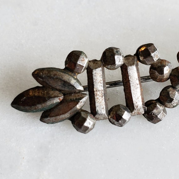 Victorian Cut Steel Bar Brooch - image 2