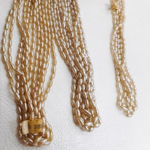 Vintage 5mm Faux Pearl Strands, Cream Color Rice Shape Faux Pearl, Multiple Strands