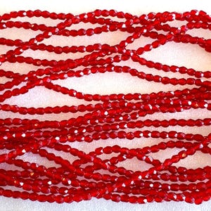 50 pcs 3mm Ruby Czech Firepolish Round Dark Red Glass Beads