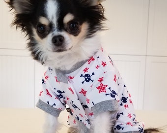 Dog Clothes, Skull and Crossbone Pajamas, Clothes for Small Dogs, Small Dog Clothes, Chihuahua Clothes, Yorkie Clothes, XXS, XS, Small
