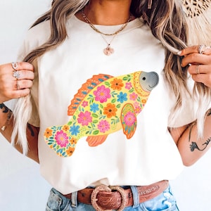 Manatee png, Boho Manatee png, flower Manatee clipart, boho sublimation, Cute Manatee Design
