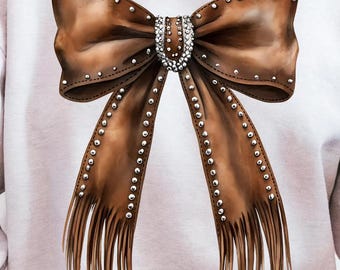 Leather Coquette Bow PNG: Western Studded Design (Digital Download)