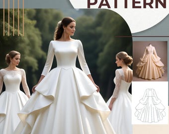 Patrón vestido de novia PDF - Cottagecore, Victoriano, Corset, Formal, DIY Costura