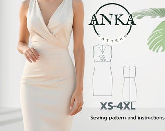 Patron robe cache-cœur col V PDF XS-4XL