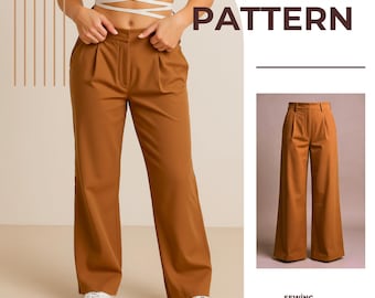 Women’s Wide Leg Pants Sewing Pattern PDF XS–4XL  High Waist Trousers