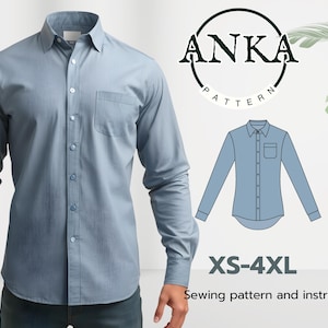 Men&#39;s shirt , Shirt Sewing Pattern , easy sewing XS - 4XL I US 36-56 Sizes I A4-A0 PDF Formated