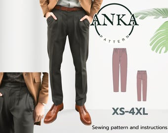 Patrón de costura para pantalón plisado de hombre: tallas XS-4XL (modelo PDF)