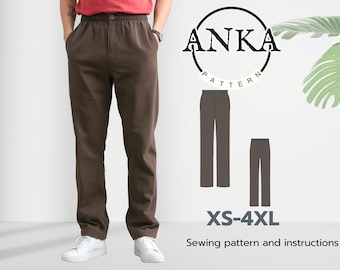 Comfy Men's Loose-Fit Pants Sewing Pattern - XS-4XL Sizes