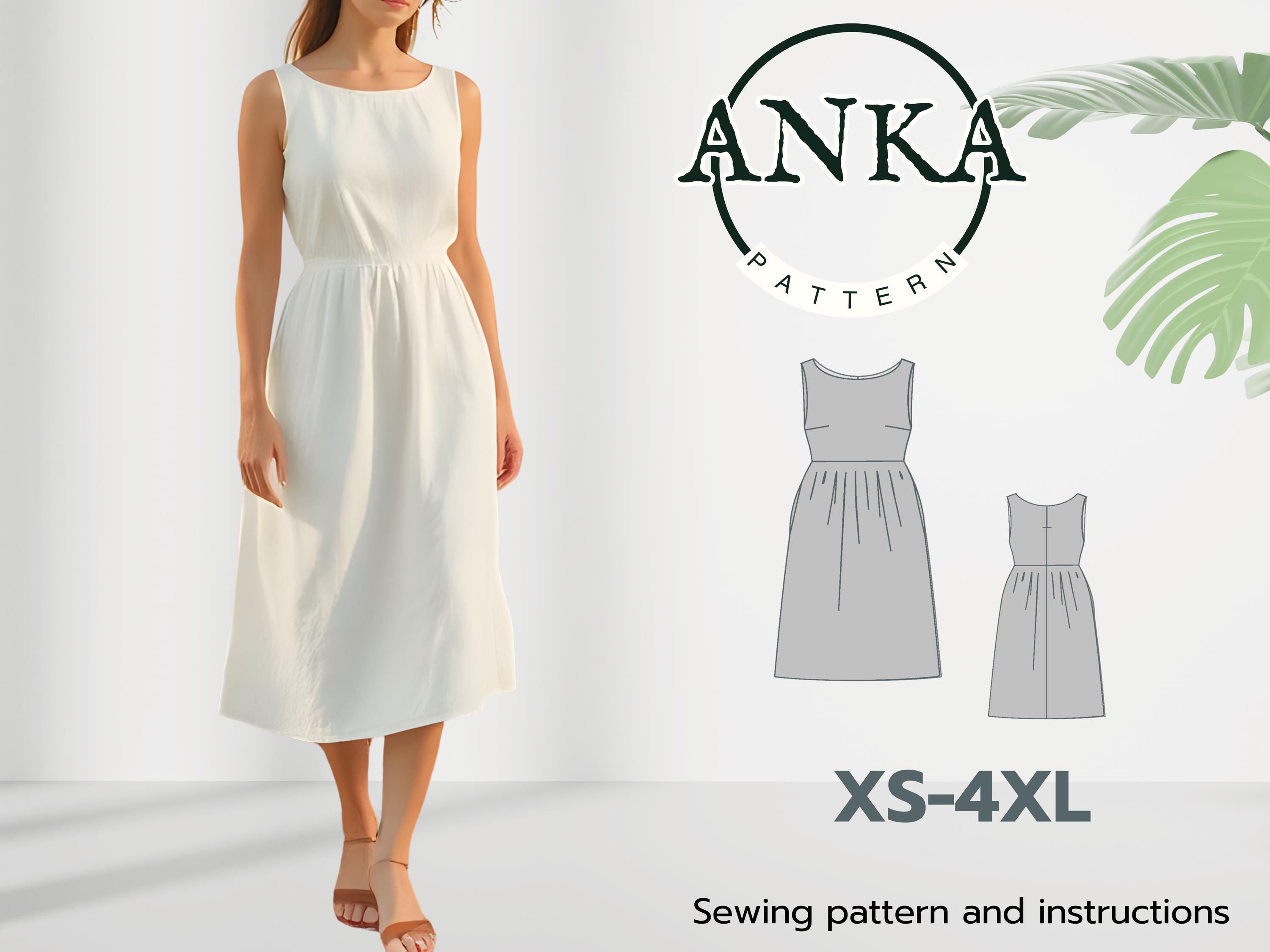 Boatneck Linen Midi Dress Sewing Pattern | Tank Top Style | Sleeveless  XS-4XL Sizes | A4-A0 PDF - Etsy