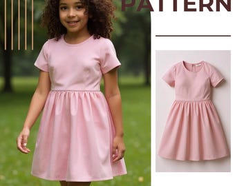 Patrón de vestido para niña pequeña, patrón de costura fácil, tallas US 02-06, formato PDF A4-A0