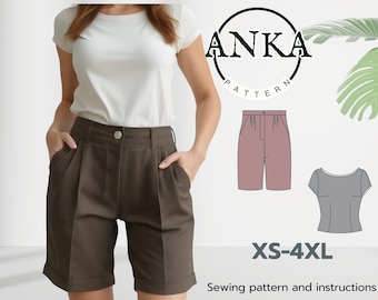 Women’s Shorts & T Shirt Sewing Pattern PDF XS–4XL  Slim Fit Set