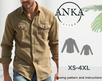 Digital Download Mens Shirt Dress Pattern - Fashion Trend - A4-A0 PDF