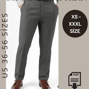 Double pleat comfortable fit men&#39;s trousers pattern US36-56 A4 A0 PDF format