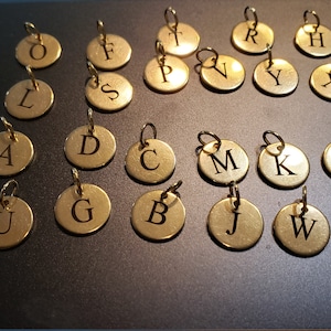 Gold Stainless Steel Alphabet Charms Round  Capital Letter Beads Pendants DIY Jewelry Making Accessories" A-Z " 12mm