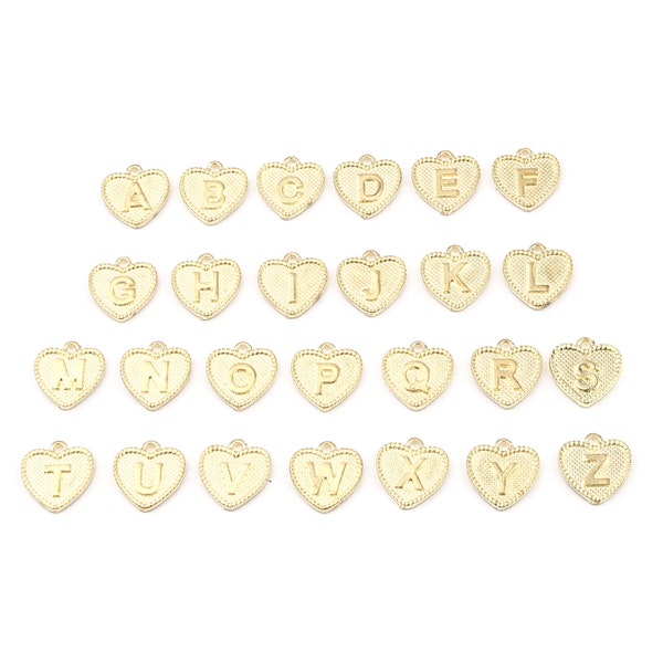 Alphabet Charms Heart Zinc Alloy Capital Letter Beads Pendants DIY Jewelry Making Accessories" A-Z " 15mm