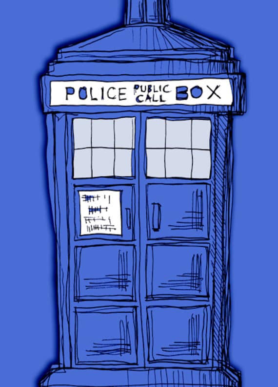 TARDIS Doctor Who Art Drawing Print Illustration