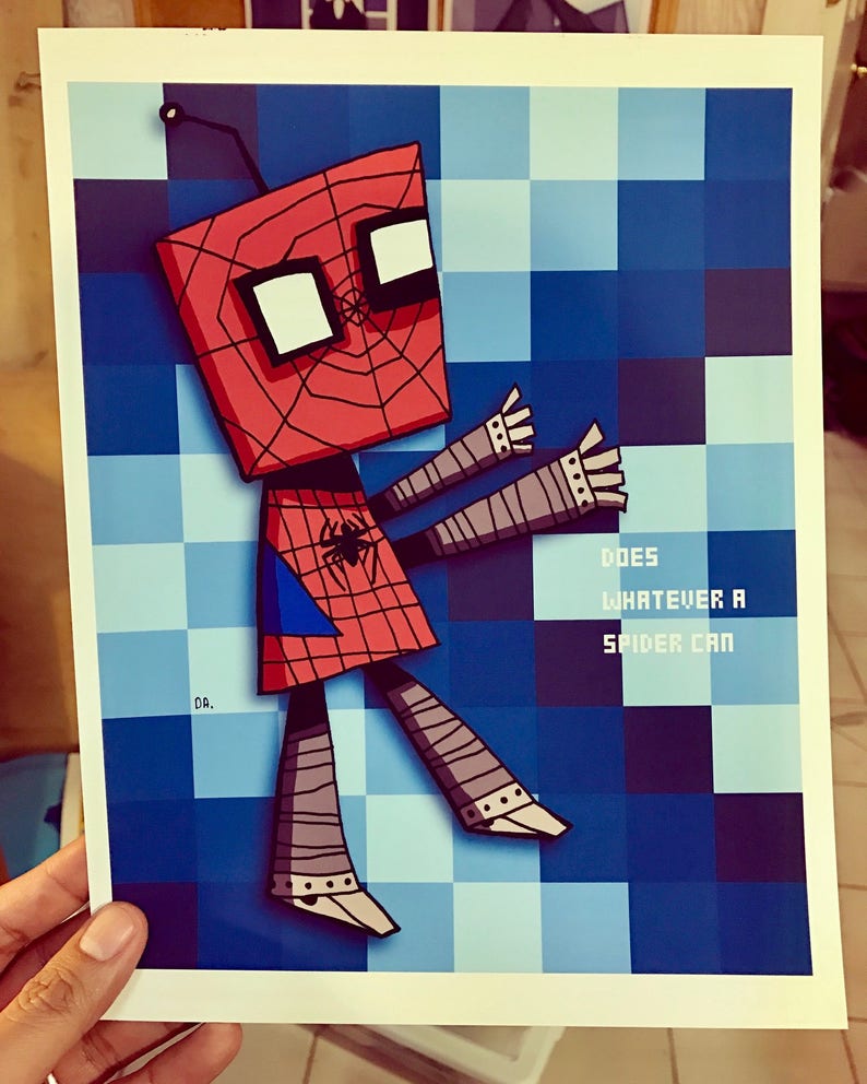 Robot Spider-man Art Illustration Print Superhero image 1