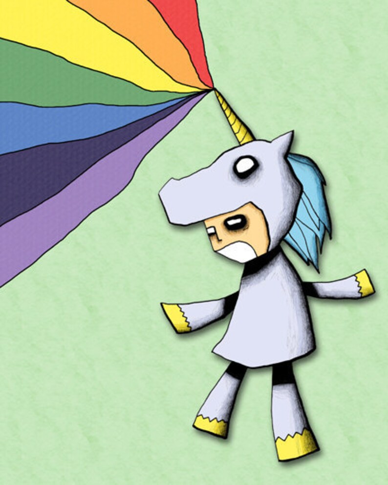 Rainbow Unicorn Assault Art Print Illustration image 2