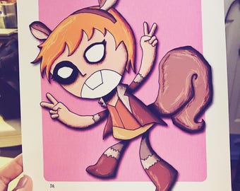 Squirrel Girl Art Print Illustration Drawing