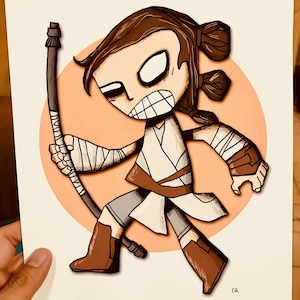 Rey Star Wars Force Awakens Art Print Drawing