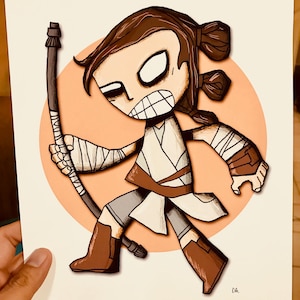 Rey Star Wars Force Awakens Art Print Drawing image 1