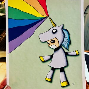 Rainbow Unicorn Assault Art Print Illustration image 1