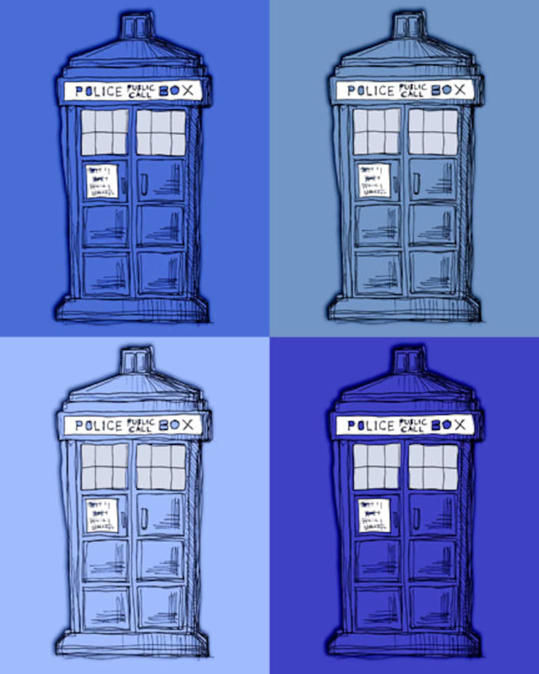 TARDIS Doctor Who Art Drawing Print Illustration 