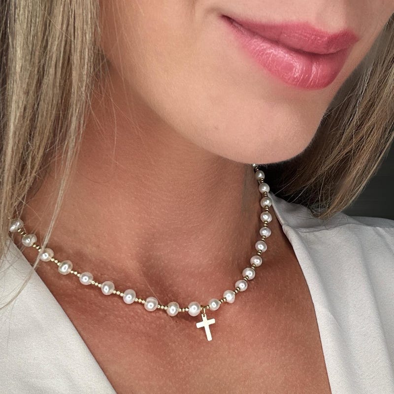 Pearl Cross Necklace main image 0