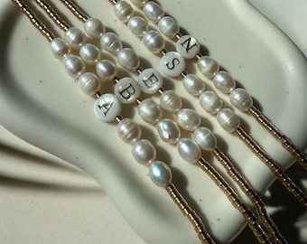 Personalized Pearl Initial Bracelet, Bridesmaid Gift