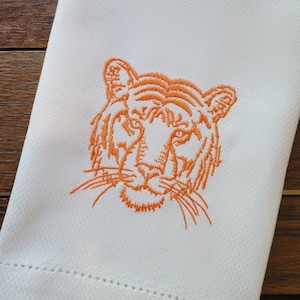 Custom Embroidered Tiger Kitchen Towel ~ Flour Sack, Linen, Huck ~ Perfect for Clemson or Auburn Fans!