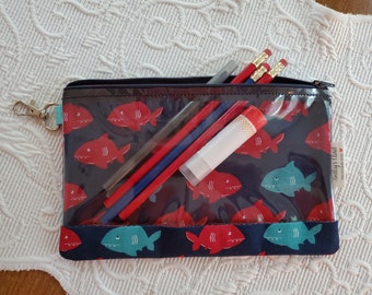 Vinyl Shark Pencil / Supply Pouch!  Ready to ship for Back to School!