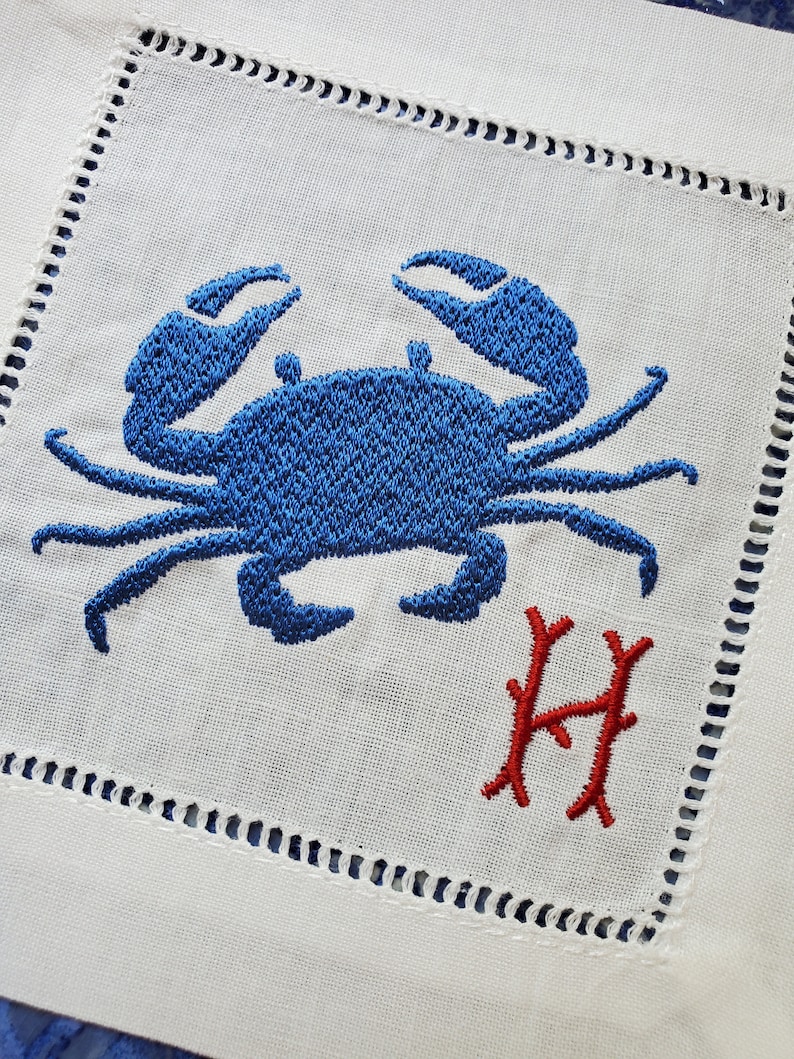 Custom Embroidered Linen Cocktail Napkins Nautical Lake Etsy