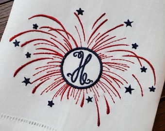 Details about   Embroidered White  Bathroom Hand Towel Gnome Patriotic Happy 4th of July HS1909 