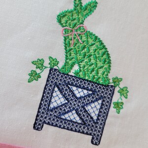 Custom Embroidered Chic Boxwood Bunny Classic Easter / Spring Décor Hemstitched Hand Towel image 4