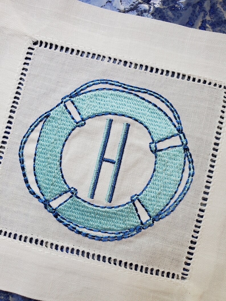 Custom Embroidered Linen Cocktail Napkins Nautical Lake Etsy