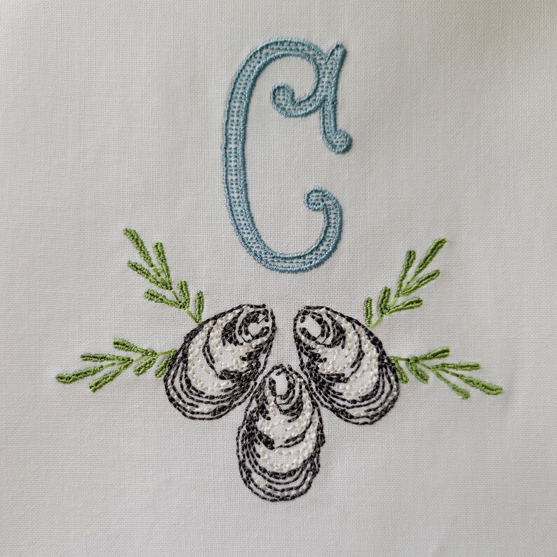 Roasted Monogram Embroidered Monogrammed Oyster Shell Linen, Huck Guest Towel ~ Oyster ...