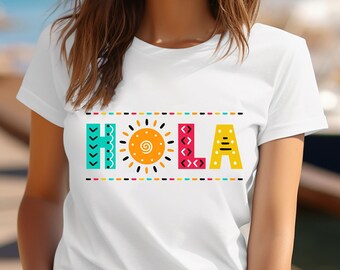 RETRO Hola T-shirt, Latina Shirt, Spanish Hola Shirt, Hola shirt gift, Latina Retro Shirt, Latina Girl Tee, Spanish Tee, Latina Woman Shirt