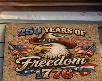 250 Years of Freedom Doormat, America 250th Anniversary Doormat, Patriotic USA Eagle Doormat, USA Anniversary Welcome Mat, Patriotic Doormat