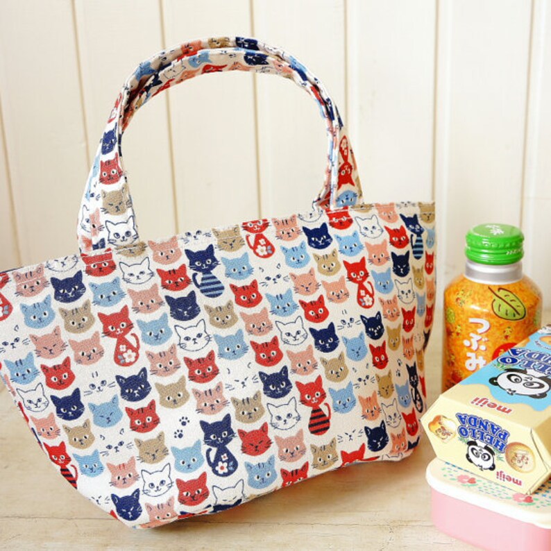 Japanese Insulated Lunch Tote Japanese Cotton Fabric Free Etsy