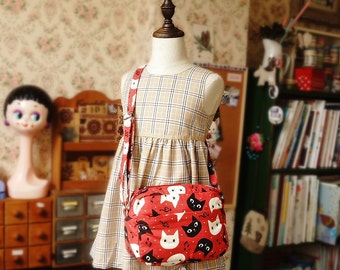 Japanese Handmade Shoulder Messenger Bag for girl and kids - Cats