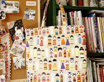 Japanese Kokeshi Doll ECO-Friendly Handmade Shopping Bag Women Tote