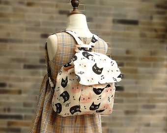 Backpack Sack Bag Handmade by Japanese Kokka Fabric for Kids Free Shipping