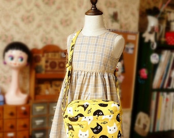 Handmade Japanese Shoulder Messenger Bag for girl and kids - Cat