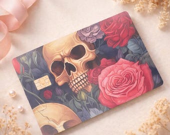DBT card sticker; skull n roses