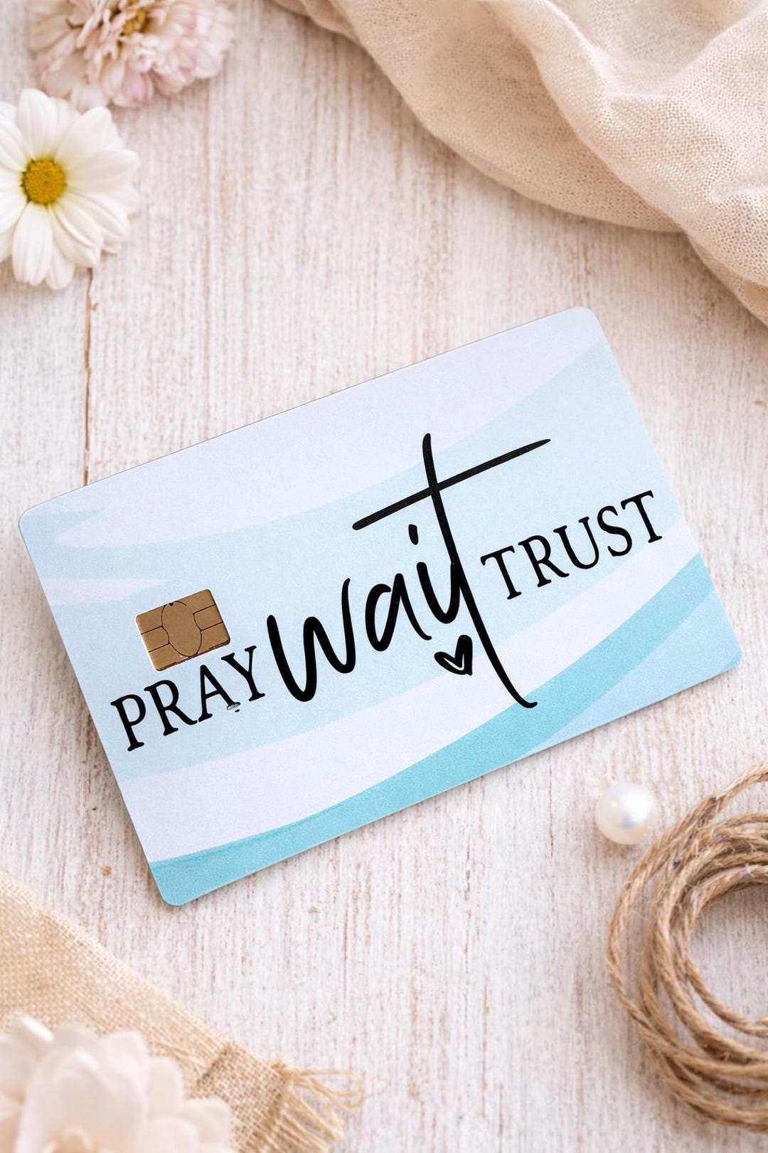 Think Wait Cards Christian Dbt Card Sticker | Pray Wait Trust Faith Over Fear Card Skin ...
