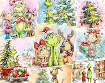 Gruñón y niña verdes navideños PNG
