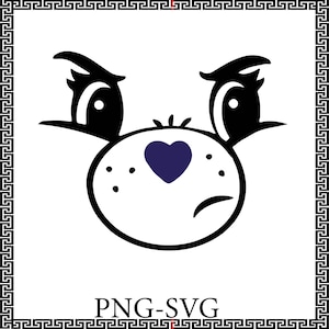 Vintage Grumpy Bear Face Clip Art: SVG-PNG Files (Digital Download)