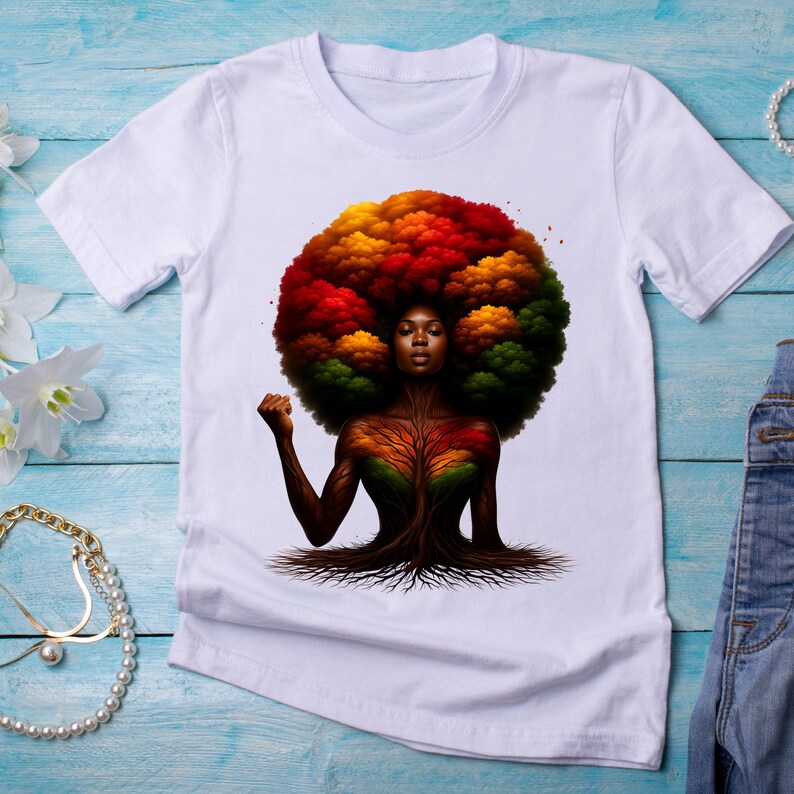 Afro Woman Tree PNG: Black Queen Clipart for Sublimation (digital ...