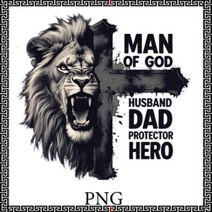 Christian Lion T-Shirt Design: Man of God PNG (Digital Download)